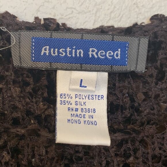 Austin Reed silk blend shell blouse top SZ L Sabel brown stretchy - Picture 3 of 4